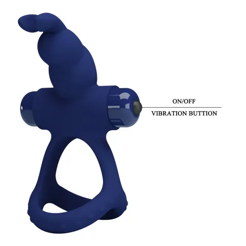 Ерекційне кільце - Pretty Love Powerful Vibro Cock Ring II Bunny Blue