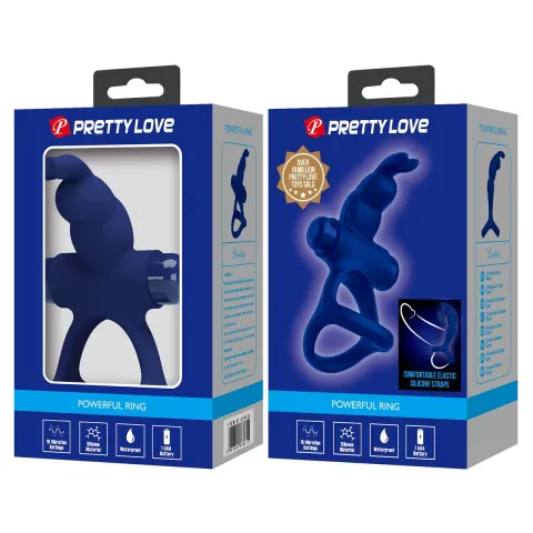 Ерекційне кільце - Pretty Love Powerful Vibro Cock Ring II Bunny Blue
