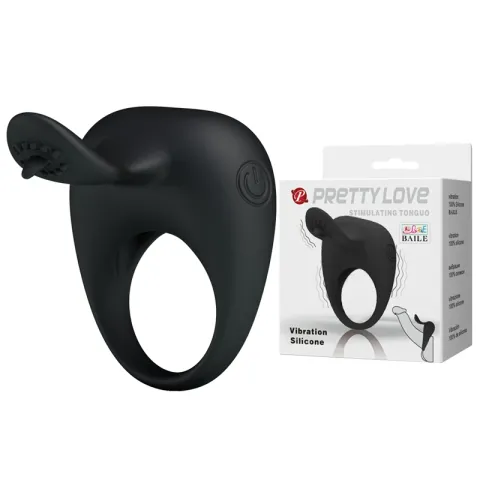 Кольцо для эрекции — Pretty Love Stimulating Tonguo Penis Ring Black