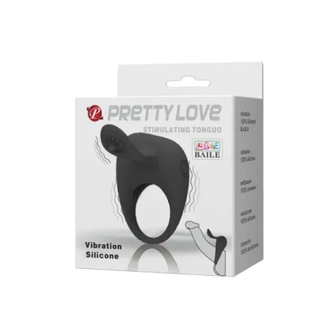 Кольцо для эрекции — Pretty Love Stimulating Tonguo Penis Ring Black