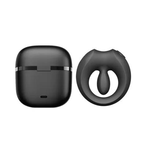 Смарт-виброкольцо для эрекции Zalo Apis Obsidian Black, до 4 часов работы, зарядный чехол