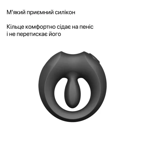 Смарт-виброкольцо для эрекции Zalo Apis Obsidian Black, до 4 часов работы, зарядный чехол