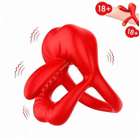 Виброкольцо для эрекции — Big Mouth Red