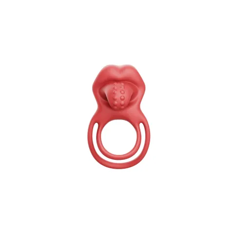 Виброкольцо для эрекции — Dual Ring Tongue Vibe Red