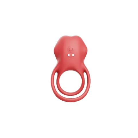 Виброкольцо для эрекции — Dual Ring Tongue Vibe Red