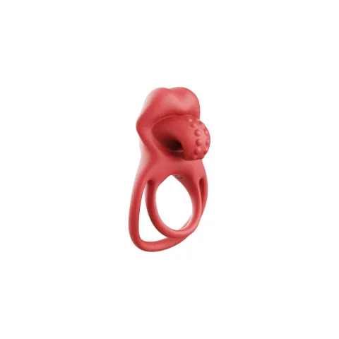 Виброкольцо для эрекции — Dual Ring Tongue Vibe Red