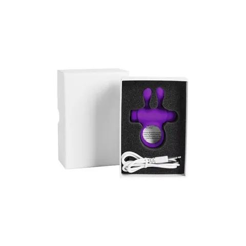 Виброкольцо для эрекции S Pleasures Premium Rabbit Ring фиолетового цвета, со съемным виброшариком и ушками