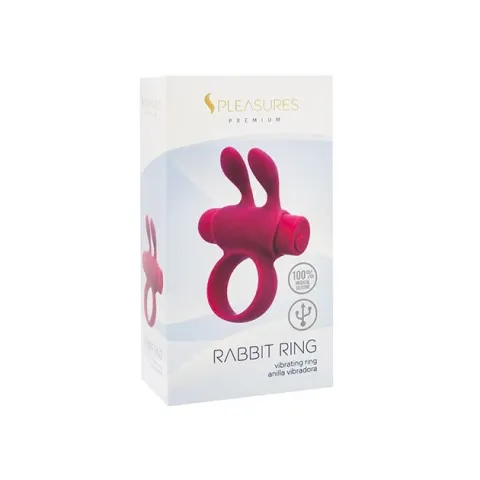 Ерекційне віброкільце S Pleasures Premium Rabbit Ring рожеве, зі знімною віброкулею та вушками