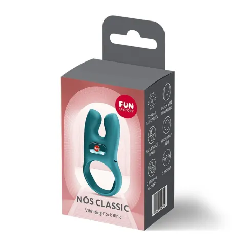 Виброкольцо для эрекции с двойной стимуляцией клитора Fun Factory NŌS CLASSIC Bottle Green, 2 мотора