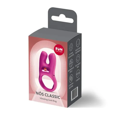 Ерекційне віброкільце з подвійною стимуляцією клітора Fun Factory NŌS CLASSIC Magenta, 2 мотори