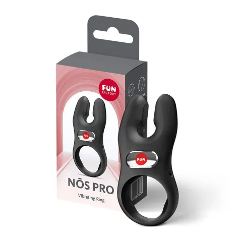 Ерекційне віброкільце з подвійною стимуляцією клітора Fun Factory NŌS PRO Black, 2 мотори