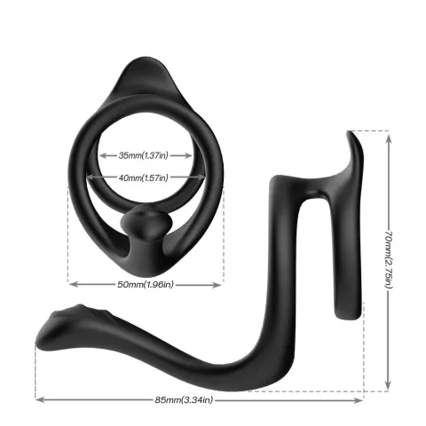 Насадка на член - B-Series Joy Tail Cock Ring Stay Hard, чорна