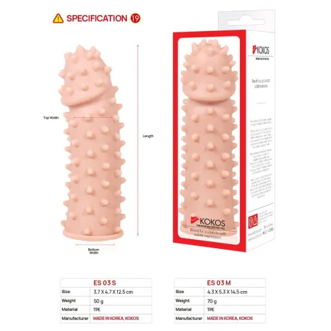 Насадка на пенис Kokos Extreme Sleeve ES.03, размер S, утолщающая, со стимулирующим рельефом