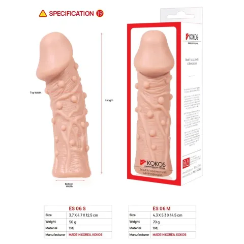 Насадка на пенис Kokos Extreme Sleeve ES.06, размер M, утолщающая, со стимулирующим рельефом