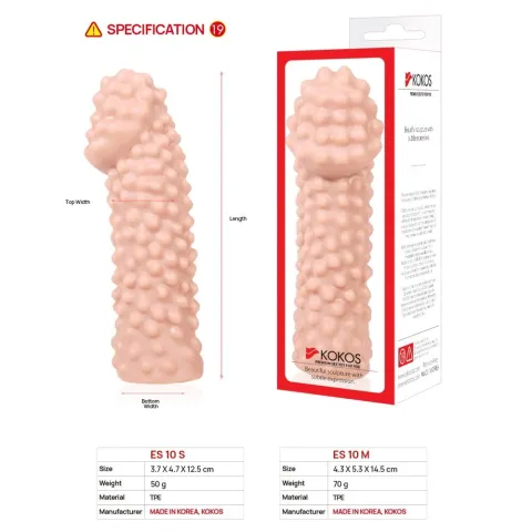 Насадка на пенис Kokos Extreme Sleeve ES.10, размер S, утолщающая, со стимулирующим рельефом