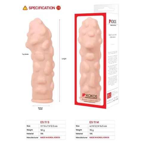 Насадка на пенис Kokos Extreme Sleeve ES.11, размер M, утолщающая, со стимулирующим рельефом