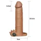 Насадка на пенис — Pleasure X-Tender, вибрирующий чехол для пениса, удлинение на 3 дюйма, коричневый