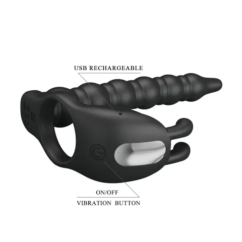 Кільце-насадка для подвійного проникнення - Pretty Love Blackney Vibrating Enhacer Black