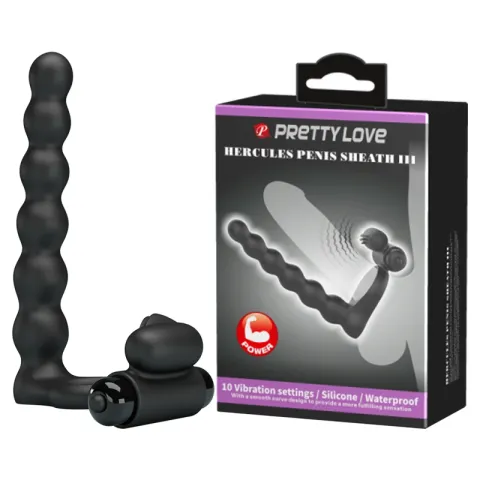 Кольцо-насадка для двойного проникновения — Pretty Love Hercules Penis Sheath III Black