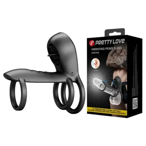Насадка на пенис — Pretty Love Vibrating Penis Sling Jammy Black