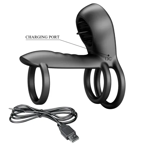 Насадка на пенис — Pretty Love Vibrating Penis Sling Jammy Black