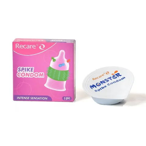 Насадка на член Recare Spike Condom Pink (презерватив з кульками та рядами шипів)