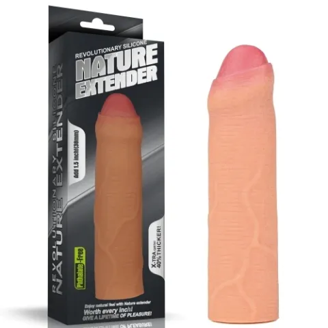 Насадка на пенис — «Revolutionary Silicone Nature Extender», увеличивающая длину на 1,5 дюйма, телесного цвета