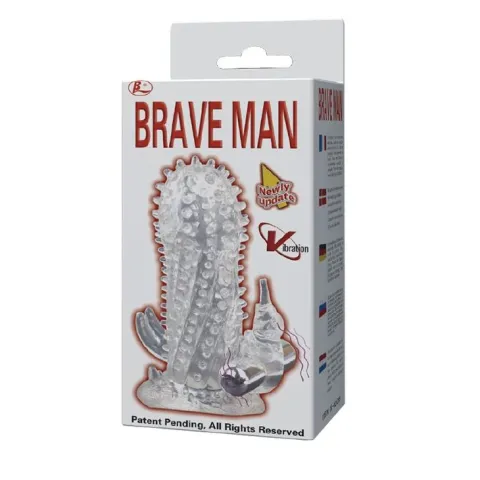 Насадка на пенис с вибрацией — Brave Man, прозрачная