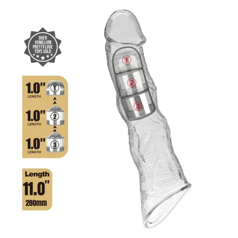 Подовжуюча насадка на член - Pretty Love Extension Penis Sleeve Clear, 28 см