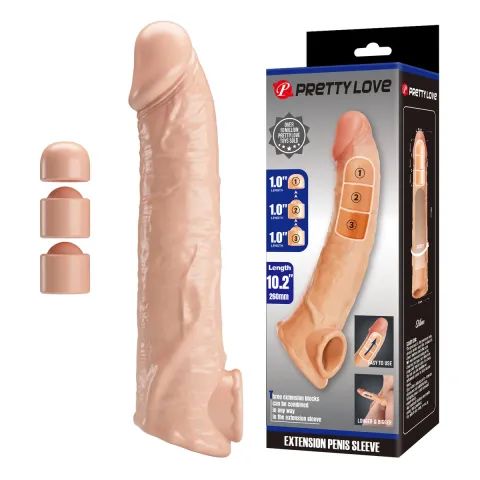 Подовжуюча насадка на член - Pretty Love Extension Penis Sleeve Flesh, 26 см