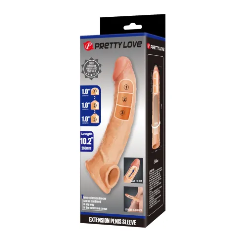 Подовжуюча насадка на член - Pretty Love Extension Penis Sleeve Flesh, 26 см