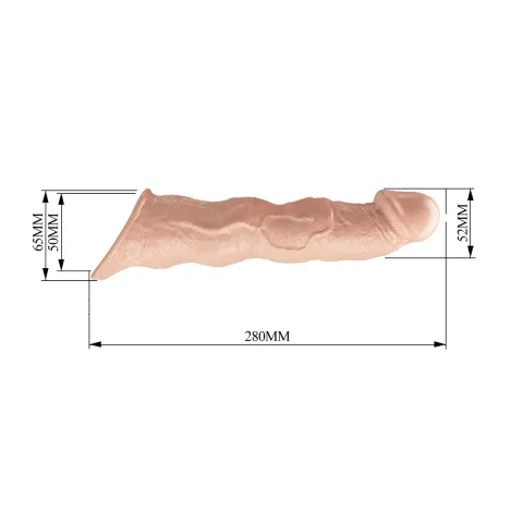 Подовжуюча насадка на член - Pretty Love Extension Penis Sleeve Flesh, 28 см