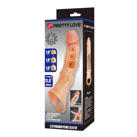 Подовжуюча насадка на член - Pretty Love Extension Penis Sleeve Flesh, 28 см