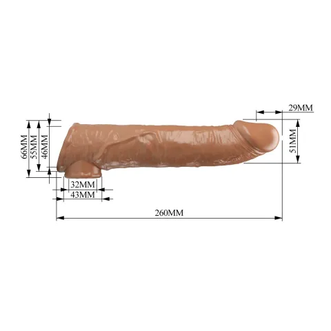 Подовжуюча насадка на член - Pretty Love Extension Penis Sleeve Latin, 26 см