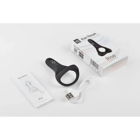 Подвійне ерекційне кільце Fun Town Rise Black, керування зі смартфона