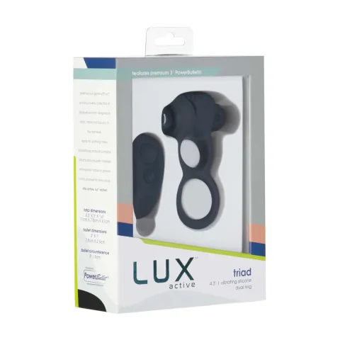 Двойное эрекционное кольцо с вибрацией Lux Active-Triad — Vibrating Dual Cock Ring, пульт ДК