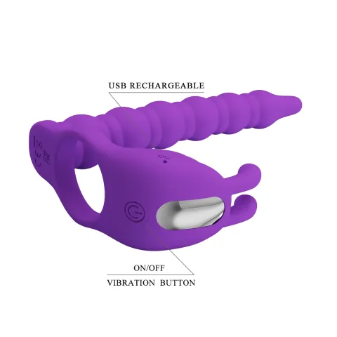 Кольцо-насадка для двойного проникновения — Pretty Love Blackney Vibrating Enhacer Purple