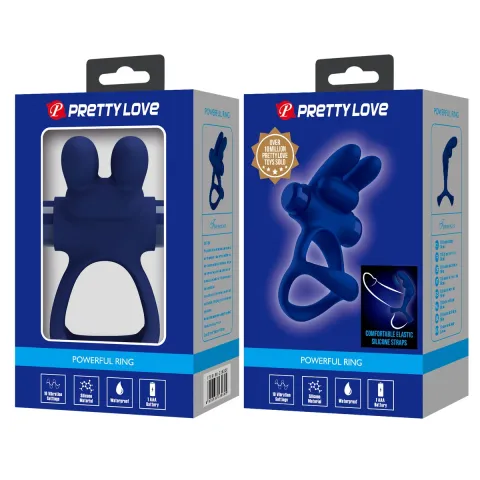 Ерекційне кільце - Pretty Love Powerful Vibro Cock Ring Bunny Blue