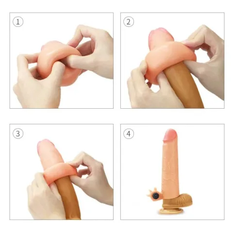 Вибронасадка на пенис — Revolutionary Silicone Nature Extender, увеличивающая длину на 2 дюйма, телесного цвета
