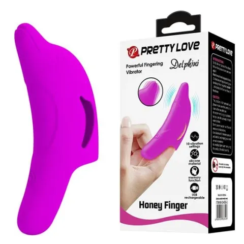 Вибратор-насадка на палец — Pretty Love Delphini Fingering Vibrator Purple