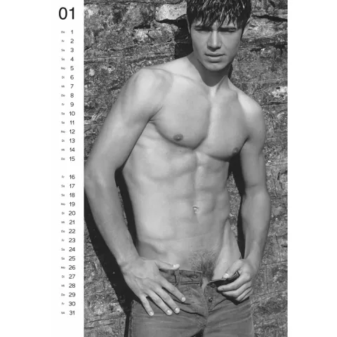 Календарь ORION PIN-UP Calendar Soft Men 2026, черно-белый