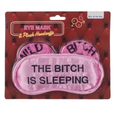 Плюшеві наручники та маска для очей - Wild Bitch Pink