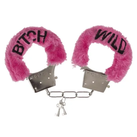 Плюшеві наручники та маска для очей - Wild Bitch Pink