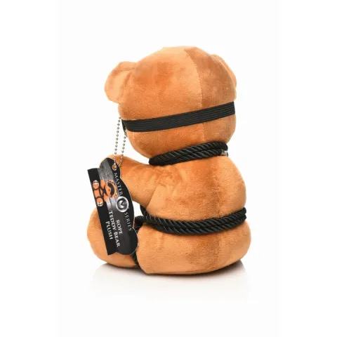 ROPE Плюшевый мишка BDSM в кожаной маске и шлейке, 22x16x12 см