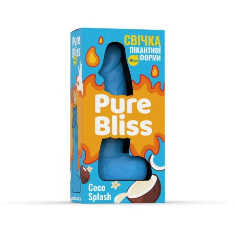 Свеча в форме члена — Pure Bliss Coco Splash Blue, 18 см