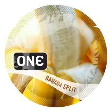 Ароматизированный презерватив ONE FlavorWaves Banana Split, 1 шт., желтый, с ароматом бананового десерта