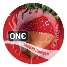 Ароматизированный презерватив ONE FlavorWaves Chocolate Strawberry, 1 шт., с ароматом клубники и шоколада