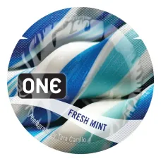 Ароматизированный презерватив ONE FlavorWaves Fresh Mint, 1 шт., ярко-синий, с ароматом мяты