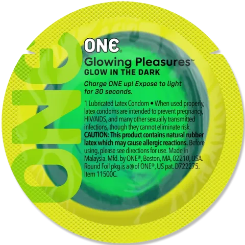 Набор презервативов ONE Glowing Pleasures, 100 шт., светящиеся в темноте, со смазкой, упаковка — тубус