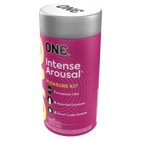 Подарочный набор ONE Intense Arousal, в комплекте 6 презервативов, 6 саше со смазкой, виброкольцо